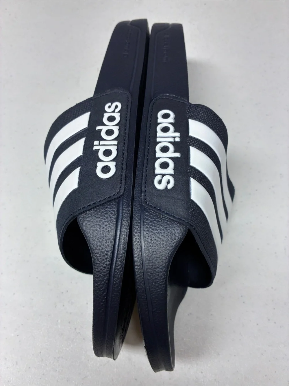 Adidas Cloudfoam Comfort Slide Sandals Navy White Stripes Size 11